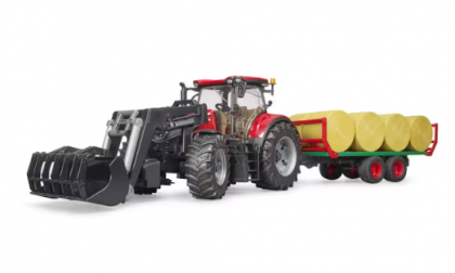 U03198 Tractor Case IH Optum 300 CVX cu încărcător frontal și remorcă baloți