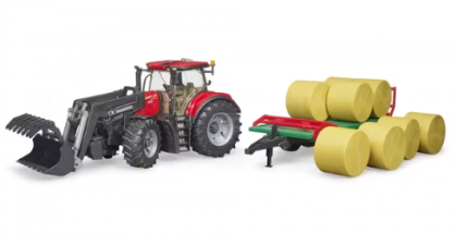 U03198 Tractor Case IH Optum 300 CVX cu încărcător frontal și remorcă baloți