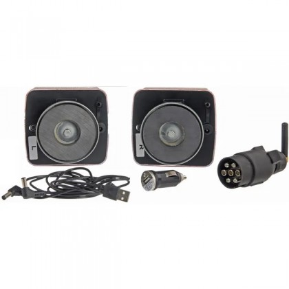 LA60025 Set lampi magnetice fara fir LED patrate 12V baterii Li-ion 106x98mm 7 poli - pentru remorca - trailer