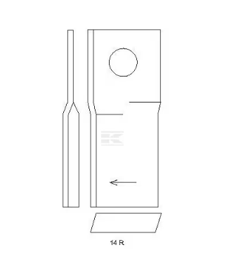 Lamă cositoare dreapta 94x40x3mm orificiu 19mm potrivită pentru Krone