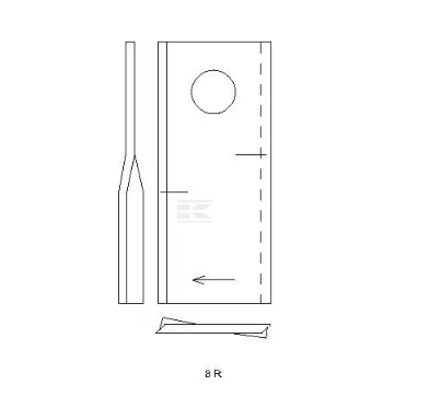 Lamă cositoare dreapta 112x48x4mm orificiu 19mm  potrivită pentru Fella/Krone