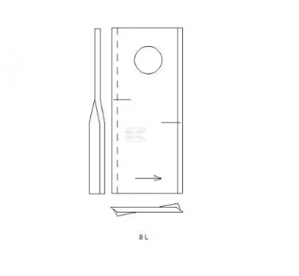 Lamă cositoare stânga 106x48x4mm orificiu 19mm  potrivită pentru Fella