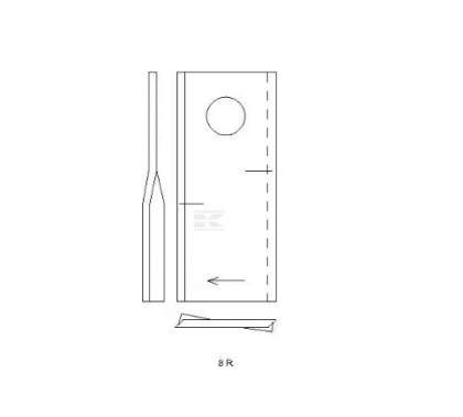 Lamă cositoare dreapta 106x48x4mm orificiu 19mm  potrivită pentru Fella