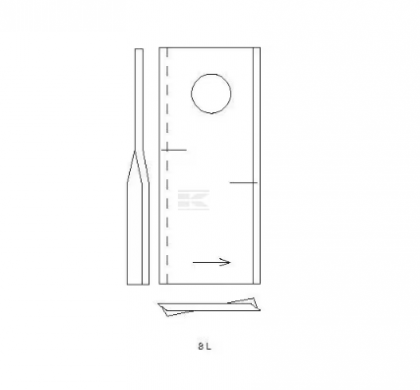 Lamă cositoare stânga 112x48x4mm orificiu 19mm  potrivită pentru Fella/Krone