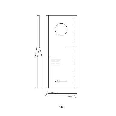 Lamă cositoare dreapta 96x48x4mm orificiu 19mm potrivită pentru Krone