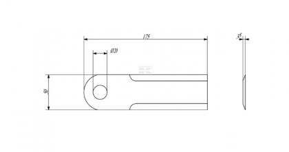 Cuțit rotativ tocător zimțat 175x50x3mm diametru 25mm