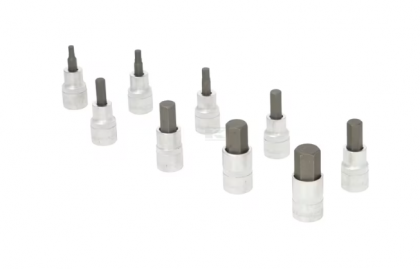 18049240092KR Set capete chei tubulare 1/2" cu profil hexagonal exterior, 9 piese, metric