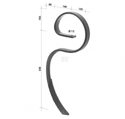 CP70 Dinte arc cultivator cu brăzdar 45x12x710mm potrivit pentru Evers Dales și Brix Herkules