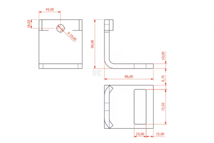 CP301 Suport dinte 70x12mm pentru cadru 60x60mm
