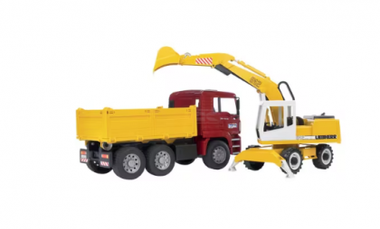 U02751 Camion MAN TGA cu benă basculabilă și excavator cu roți Liebherr