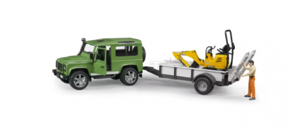 U02593 Mașină de teren Land Rover Defender cu remorcă și excavator cu șenile JCB