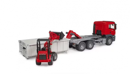 U03767 MAN TGS Camion cu container basculabil și încărcător SchäfferCompact 2630