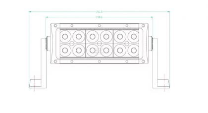 LA10302 Bară lumini de lucru LED 36W 3060lm dreptunghiulară 12/24V albă 198,6x79,5mm cablu flood 12 LED-uri Kramp