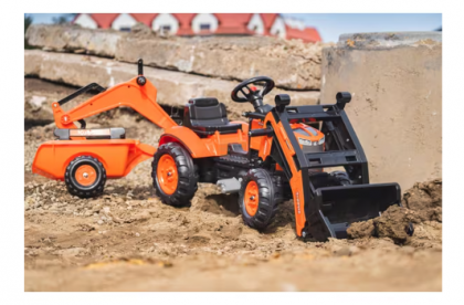 F2065N Retroexcavator Kubota cu încărcător frontal și remorcă