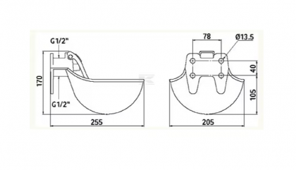 202007FA Adăpătoare fontă cu limba oţel inoxidabil Farma