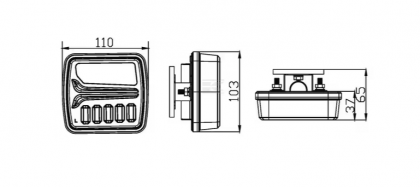 LA60035 Set lămpi LED fără fir pătrate 12V Li-ion magnetic 110x103mm 7 pini - pentru remorca - trailer