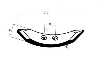 CP270 Brăzdar cultivator 270x40x16mm reversibil plat 2 orificii potrivit pentru Väderstad