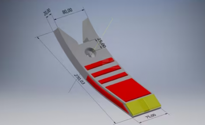 10103120CN Brăzdar cultivator 270x80x20mm întărit plat 1 orificiu potrivit pentru Kongskilde