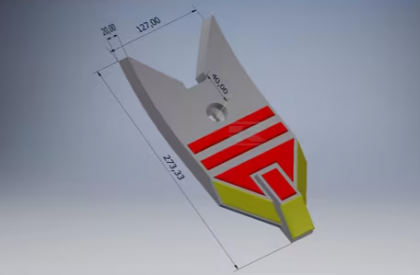 3374442CN Brăzdar cultivator 280x125x20mm întărit curbat 1 orificiu potrivit pentru Lemken