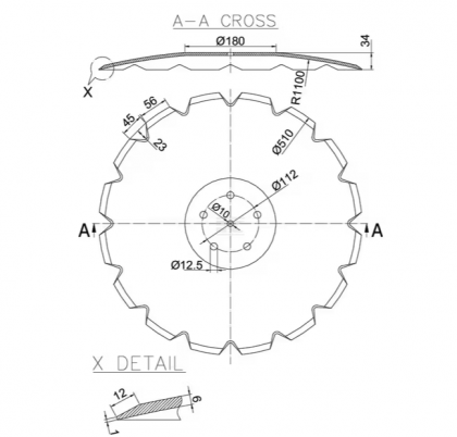 AC353952N Taler disc crestat 510x6,0mm