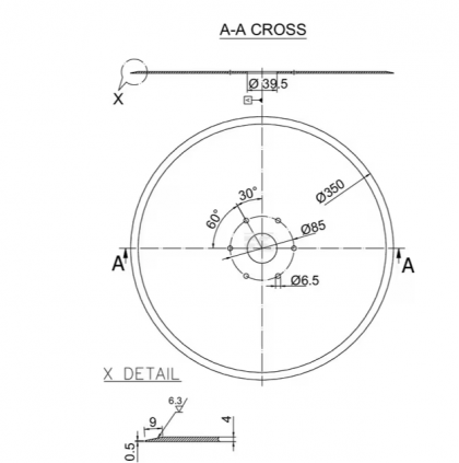 FLE0154N Taler disc neted 350x4,0mm