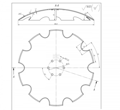 HD610120 Taler disc crestat 610mm, 6 orificii