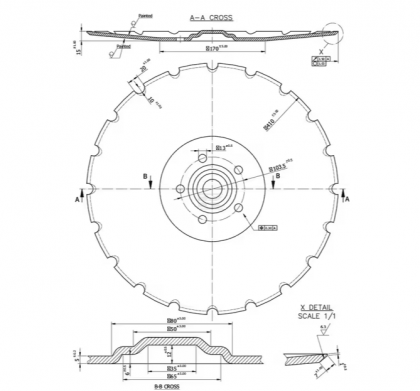 451372KR Taler disc crestat semănătoare 410mm potrivit pentru Väderstad