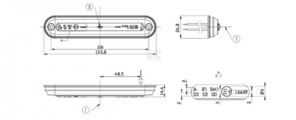 LA103161 Lampă poziție LED, tub lumină tip SLIM (portocaliu)