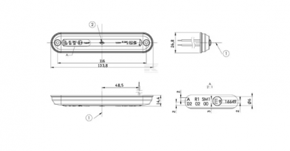 LA103160 Lampă poziție LED, tub lumină tip SLIM (alb)