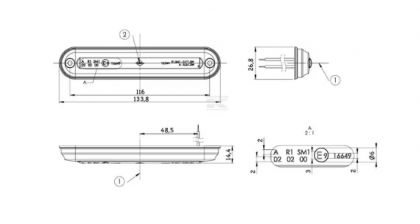 LA103162 Lampă poziție LED, tub lumină tip SLIM (roșu)
