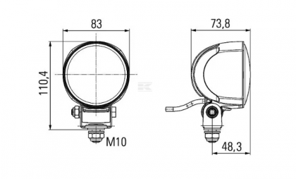 1G0996476011 Work light  - Reflector LED, 1800lm, round, 12/24V, white, Ø 83mm, Spot beam, 3 LED's, Hella
