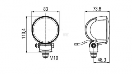 1G0996476031 Work light  - Reflector LED, 2500lm, round, 12/24V, white, 3 LED's, Hella