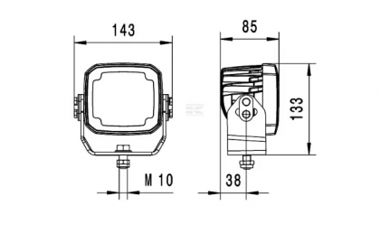 1GA995606071 Lampa  - Reflector de lucru LED, 4000lm, 12/24V, alb, clema, intrerupator german, 8 LED- uri  Hella