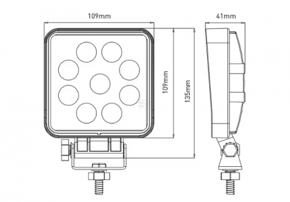 LA10052 Lampă  - Reflector de lucru LED 27W 2376lm pătrată 10-30V 109x41x109mm tip flood Kramp