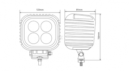 LA10053 Lampă  - Reflector de lucru LED, 40W, 3600lm, pătrată, 10-30V, 123x81x123mm, proiector, Kramp