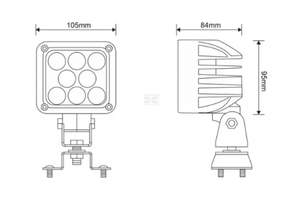 LA10088 Lampă  - Reflector de lucru LED 24W 1920lm pătrată albă 105x84x95mm tip flood mufă Deutsch 8 LED-uri Kramp