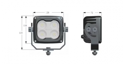 LA104041 Lampă  - Reflector de lucru LED 70W 6000lm pătrată 10/45V albă 120x110x72mm încălzită cu senzor flood - fascicul larg 4 LED-uri Kramp