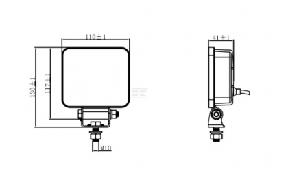 LA100961 Work light LED, 19W, 3360lm, square, 10/110V, 110x130x41mm, Deutsch 2-pin, flood, 16 LED's, Kramp