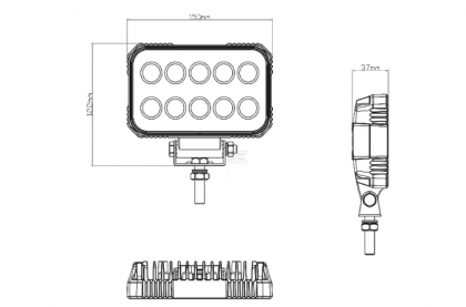 LA10021 Lampă  - Reflector de lucru LED 15W 1900lm dreptunghiulară 10/30V 150x37x100mm tip flood 10 LED-uri Kramp