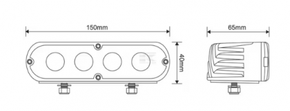 LA10087 Lumina  - Reflector de lucru LED, 20W, 2000lm, dreptunghiular, 10-30V, alb, 150x65x Deutsch plug, Flood, 4 LED-uri, Kramp