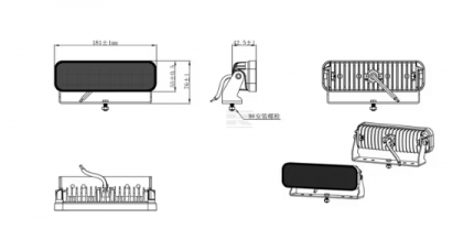 LA10049 Lampă  - Reflector de lucru LED 54W 3960lm dreptunghiulară 10/30V 180x55x38mm tip flood Kramp