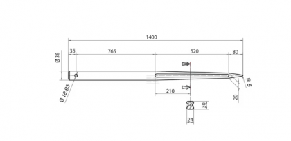 FT361400 Dinte încărcător frontal 36x1400