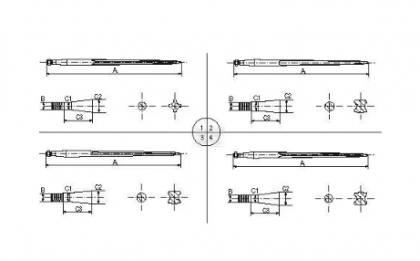 FT11 Dinte încărcător drept profil T dublu 36x600mm piuliță M22x1,5mm vârf ascuțit roșu SHW