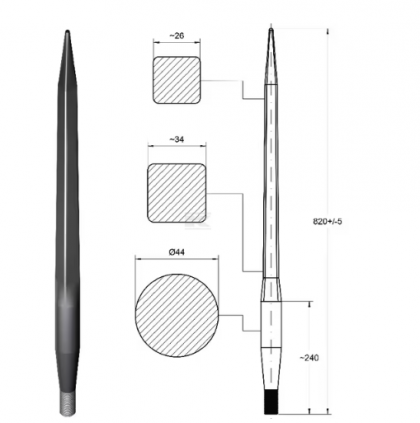 FT25 Dinți încărcător frontal M28x820mm