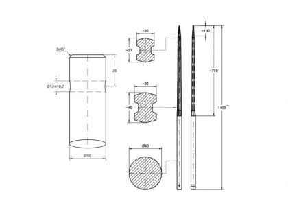 FT401400S Dinte drept 1400x40 perforat