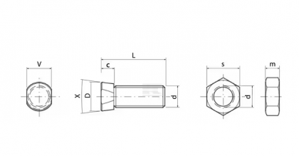 1234C2FP025 Șurub plug cap conic cu piuliță C2F