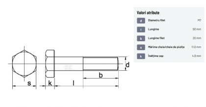931750P001 Surub M7x50 8.8, zinc plated