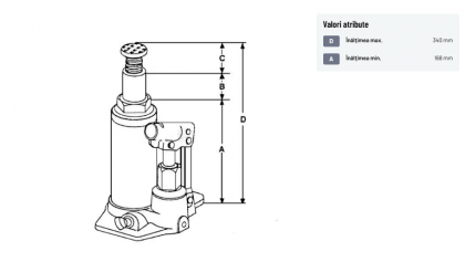 TH90204 Cric hidraulic - cilindric 2t