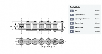 16B1GPP005 Lanț cu role 16B1