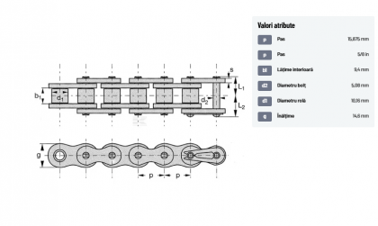 KE50 Lanț cu role ASA 50